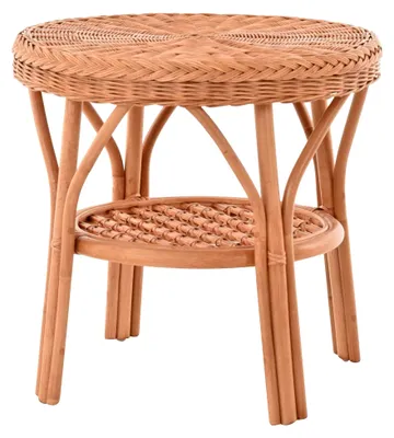Produktbild von Runder Rattan-Tisch/Beistelltisch/Couchtisch mit Ablage (Terracotta)