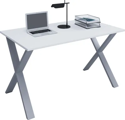 Produktbild von VCM Holz Schreibtisch | H. 76 x B. 80 x T. 50 cm | Computertisch schlicht | Füße aus hochwertigem Metall | Arbeitstisch | Büromöbel - Lona U