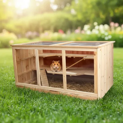 Produktbild von Melko Nagerstall Hamsterkäfig verschiedene Ebenen Kleintierhaus Mäuse Holz Gehege