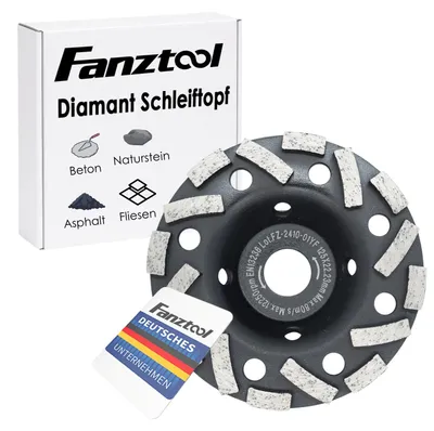 Produktbild von FANZTOOL Diamant-Schleiftopf Abrasiv 125 mm x 22,2 mm, für Estrich, Asphalt, Putz, Turbo-Staubsaugung-Effekt