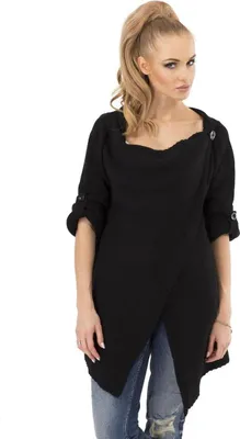 Produktbild von Damen Strickjacke Sweats Poncho Umhang Cardigan Jacke; S/M; Schwarz