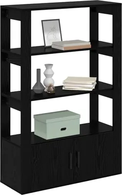 Image de vidaXL Sideboard noir imitation chêne 30 x 80 x 119.5 cm Matériau dérivé du bois