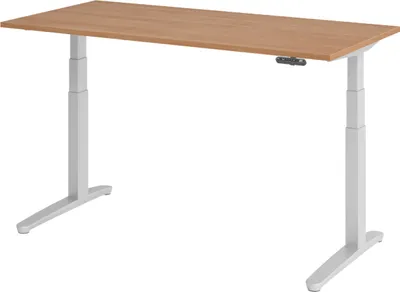 Produktbild von bümö Schreibtisch elektrisch XBHM - Gestell: Silber, Größe:  160 x 80 cm, Nachbildung: Nussbaum