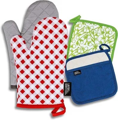 Produktbild von Famanu Ofenhandschuhe und Topflappen Set aus recycelter Baumwolle - hitzebeständig