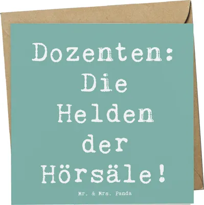 Produktbild von Mr. & Mrs. Panda Glückwunschkarte Spruch Dozenten Helden - Meeresbrise - Geschenk, Beruf, anlasskarte, faltkarte, Bildung, Grußkarte, personalisierte Geschenke, Zukunft