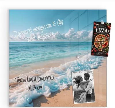 Produktbild von Magnettafel 30x30cm Pinnwand Whiteboard beschreibbar - Strand Surf Wellen