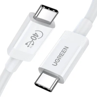 Zdjęcie produktu dla Kabel USB-C na USB-C UGREEN USB4, 40Gbps, 0,8m (biały)