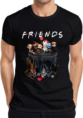 Obrázok produktu pre FRIENDS Hororové ikony Pennywise Michael Jason Freddy Pinhead Pánske tričko, čierne, M