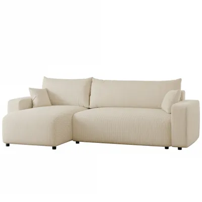 Produktbild von Idohome - PIANO L Ecksofa mit Schlaffunktion und Bettkasten 248x145 cm, Universal, L-Form - Farbe Baltimore Sand