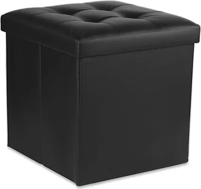 Produktbild von Klappsofa L mit Knöpfen - 38x38x38cm aus schwarzem Ökoleder