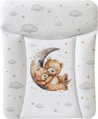 Produktbild von Ceba Baby® weiche Wickelauflage 50x70 cm - Baby Wickelunterlage - Wickeltischauflage für Junge und Mädchen - Wasserdicht, abwaschbar - ® Standard 100 - EU- Bär auf dem Mond