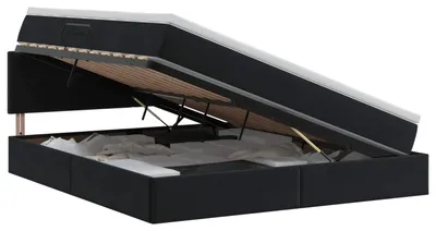 Obrázok produktu pre vidaXL Úložný priestor v posteli s čelom Čierna 140 x 200 cm Zamat