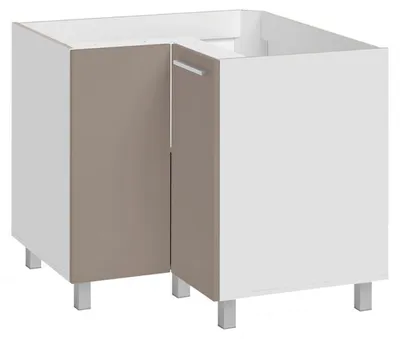 Image de Meuble d'angle bas de cuisine "Salma" - Taupe/Blanc - L 90 x H 81 cm