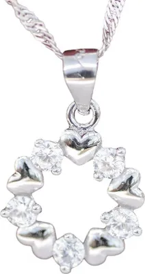 Produktbild von Edler Herz Anhänger mit fünf Steinen Zirkonia Crystal  mit Kette 925 S