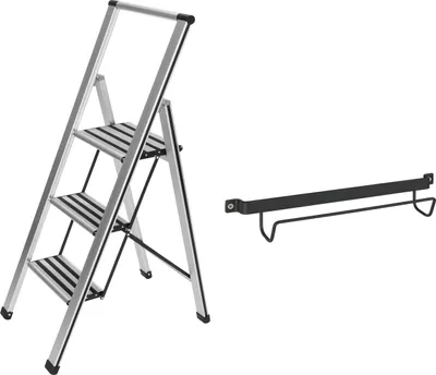 Produktbild von WENKO Alu Klapp Tritt Leiter Haushalt 3-stufig Anti Rutsch Halter Design