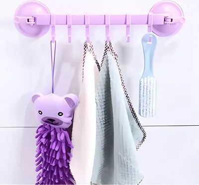 Produktbild von Handtuchhalter ohne Bohren Saugnapf Kunststoff Handtuch Stange Badetuchhalter, Farbe:Violett