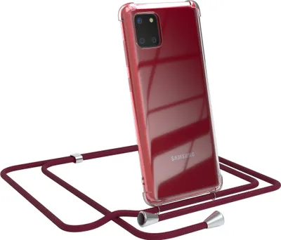 Produktbild von EAZY CASE Handykette kompatibel mit Samsung Galaxy Note 10 Lite, Handyhülle mit Umhängeband, Handykordel, Schutzhülle Clear, Band in Rot
