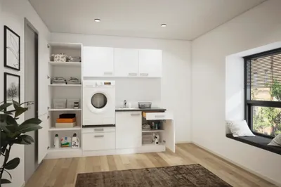 Produktbild von Optifit Hauswirtschaftsraummöbel ohne Geräte Salo214 220,000 cm weiß matt zerlegt Variante reversibel HWSA HWR-5+