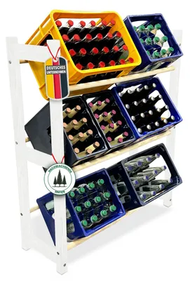 Immagine prodotto di Mein-Regal: scaffale per casse di bevande. THORE: scaffale per bevande, capacità 6 casse. Scaffale per bottiglie e casse. Adatto anche per frutta e verdura. Colore: bianco. Dimensioni: 92 x 31 x 108 cm