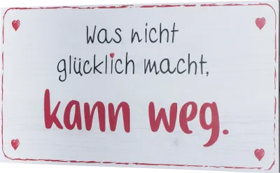 Produktbild von Wandbild 40x20cm Glücklich Glück Spruch Deko Wandschild Geschenk Bild Wanddeko