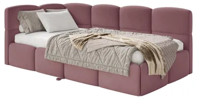 Image de Selsey Cloudy - Lit rembourré, velours rose, 170x185 cm - côté gauche