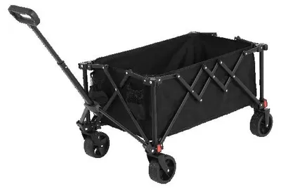 Produktbild von Faltbarer Bollerwagen - Gartenwagen - Geländetaugliche Räder - Schwerlast - Verstellbarer Griff - Schwarz