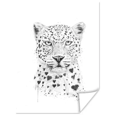 Produktbild von MuchoWow® Poster Leopard - Herz - Weiß - Tiere 120x160 cm - Wandbilder