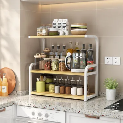 Produktbild von Schreibtischregal 3 Ebenen Weiß + Walnuss 53 cm