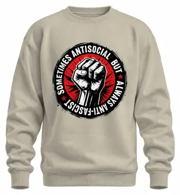 Imagen del producto de A veces antisocial, pero siempre contra las declaraciones. Sudadera con cuello redondo, diseño "Sarkasmus", color natural, talla XL