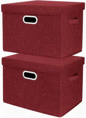 Produktbild von Famanu Aufbewahrungsbox mit Deckel, faltbar, waschbar, 44x30x29cm, Set von 2, Rotwein