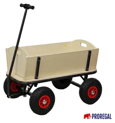 Produktbild von Profi Bollerwagen BOLLY | HxBxT 97x95x60cm | Holz | Luftreifen | Traglast 150kg | Schwarz | Handwagen Holzbollerwagen Transportwagen