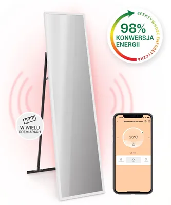Zdjęcie produktu dla Klarstein Ogrzewanie na podczerwień, Lustrzane ogrzewanie na podczerwień, Urządzenie wolnostojące, Ogrzewanie z termostatem, Wykrywanie otwartego okna i sterowanie aplikacją, Bez CO2, IP900W