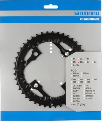 Produktbild von Shimano Teile Kettenblatt FC-T521, 44Z, Ø=104mm, außen, Shimano, 4-Arm, Aluminium, schwarz