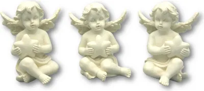 Produktbild von Engel mit Stern Figuren in Weiß je ca. 9 cm Engelfiguren