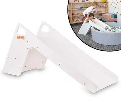 Produktbild von Kinder Rutsche Aus Holz Stabile Kleinkinderrutsche Multifunktion Montessori, Weiß