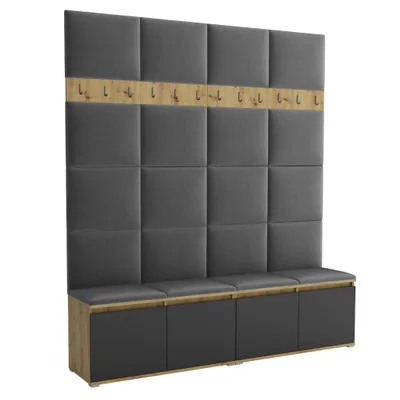 Produktbild von Garderobe LUTON 2 ARTISAN BLACK 15 – Farbe: schwarz, moderner Schrank 40x200x213 cm, funktionale Lösung für den Flur, Garderobeschrank, Flurmöbel