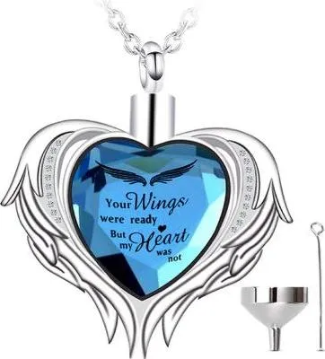 Produktbild von Luxe Ascheanhänger mit Kette für Asche, Haare oder Parfum - Gedenkschmuck - Inkl. Asfüllhilfe und Aufbewahrungstasche - Blue Sky Diamond