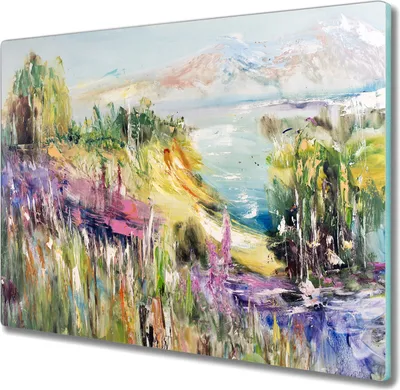 Produktbild von Coloray Schneidebrett Herdabdeckplatte 60x52 cm Kochplattenabdeckung Küchenbrett Hackbrett - Berglandschaft