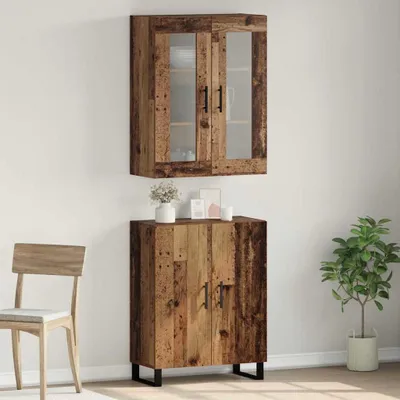 Zdjęcie produktu dla VidaXL Wysoka szafka, 2 sztuki, drewno z odzysku, 69,5 x 34 x 180 cm, płyta wiórowa