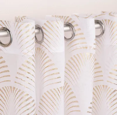 Produktbild von Ösengardine Reliefdruck Ornamente Bögen offweiß goldfarbig 140x260cm