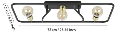 Immagine prodotto di Eglo 900367 MESSINARO E27 tripla plafoniera 720x280mm ottone spazzolato nero