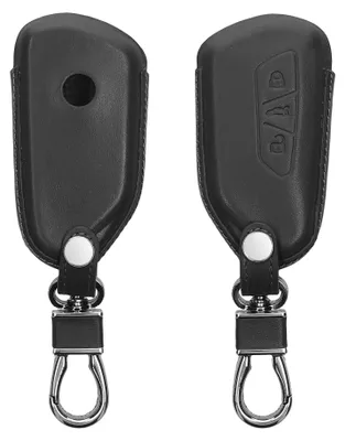 Produktbild von kwmobile Autoschlüssel Hülle kompatibel mit VW Golf 8 3-Tasten Autoschlüssel - Leder Schutzhülle Schlüsselhülle Dunkelgrau