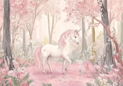 Produktbild von Fototapete Kinderzimmer Mädchen Einhorn Wald - 350x250 cm - inklusive kleister - Vlies Tapete Kinder - Vliestapete Modern Wandtapete - Kindertapete