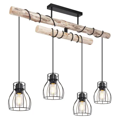 Produktbild von RGB LED Hängeleuchte, Holzbalken verstellbar, H 100 cm
