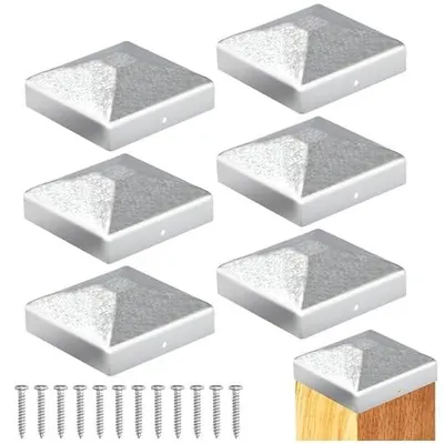 Immagine prodotto di Set di 6 cappelli zincati per pali in legno, dimensioni 7 x 7 cm