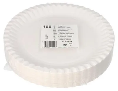 Produktbild von 100 tradingbay24 Teller, Pappe rund Ø 23 cm weiss tbU90020