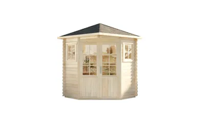 Produktbild von Alpholz 5-Eck Gartenhaus Sunny-A 220x220cm Naturbelassen 28mm Wandstärke