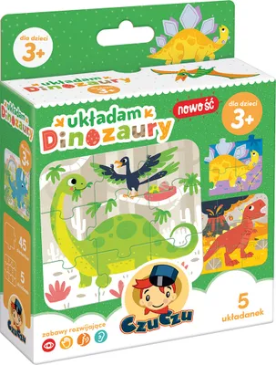 Zdjęcie produktu dla Puzzle Układam Dinozaury CzuCzu - 5 układanek x 9 elementów