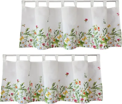 Produktbild von Scheiben-Gardine Landhaus-Stil Blumen Frühling Sommer 120 x 45 cm