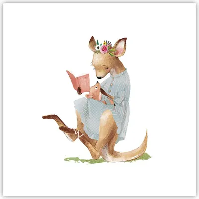 Produktbild von Poster - Poster ohne Rahmen - Känguru Mama Kind - 40x40 cm - Wand Bild - Wanddeko - Wandbilder - Kunstposter - Wandposter - Bilder - Kunstdruck - Wanddekoration - Wandbild - P2XAC40x40-4705